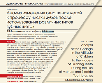 АНАЛИЗ ИЗМЕНЕНИЯ ОТНОШЕНИЯ ДЕТЕЙ К ПРОЦЕССУ ЧИСТКИ ЗУБОВ ПОСЛЕ ИСПОЛЬЗОВАНИЯ РАЗЛИЧНЫХ ТИПОВ ЗУБНЫХ ЩЕТОК
