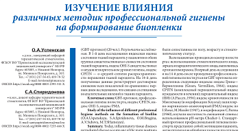 Изучение влияния различных методик профессиональной гигиены на формирование биопленки 