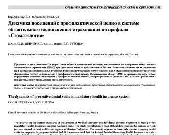 Динамика посещений с профилактической целью в системе обязательного медицинского страхования по профилю «Стоматология»